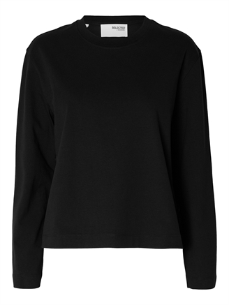 Selected Femme SlfEssential LS Boxy Tee Black